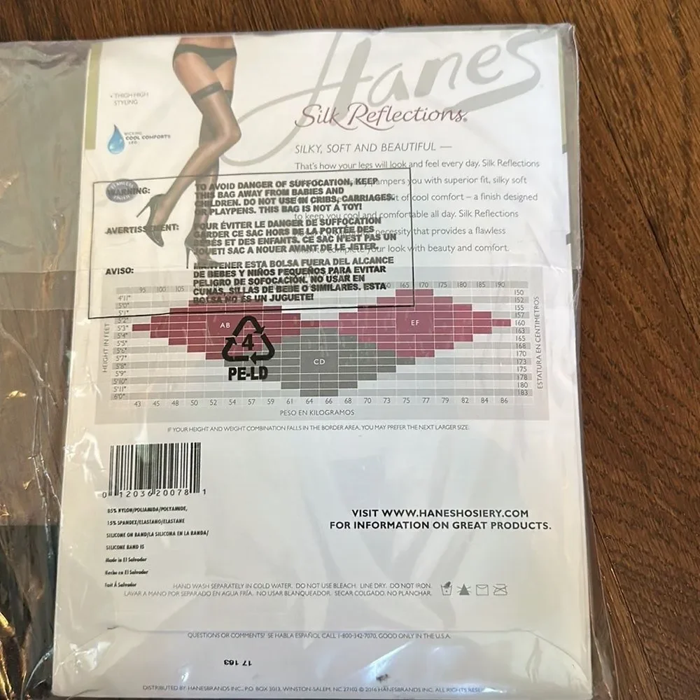 New in packaging Hanes Silk Reflections Barely There‎ Thigh Highs